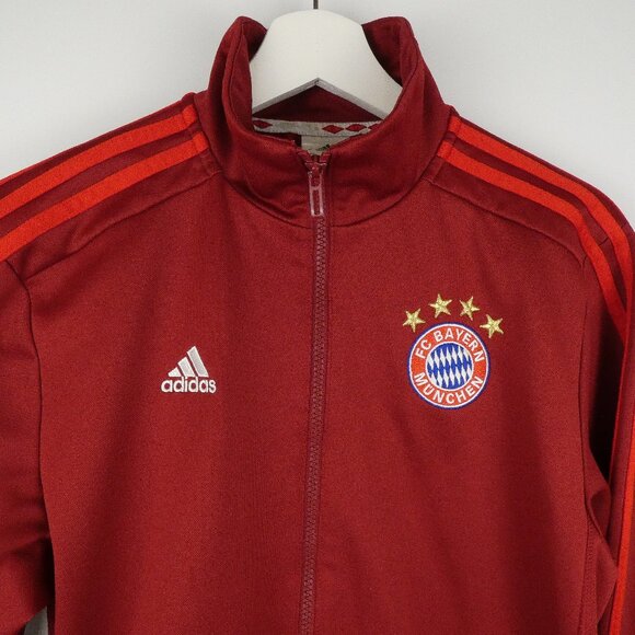 Adidas Jacket FC Bayern Munchen Soccer Mens S Red Full Zip Embroidered Rare - Picture 3 of 16